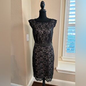 LOFT Black Lace Dress with removable belt